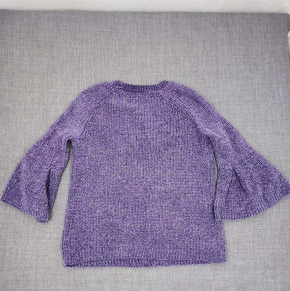 Lot of 2 a.n.a Knit Purple & Green 100% Polyester Sweater Flare Sleeves. Medium - Picture 11 of 11